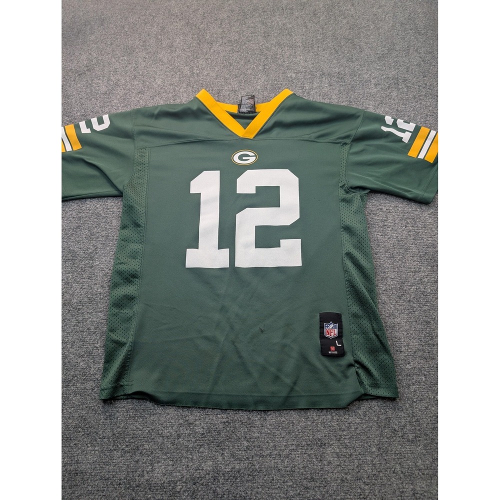 Green Bay Packers Jersey Youth Large Green NFL Football Aaron Rodgers 12 Home